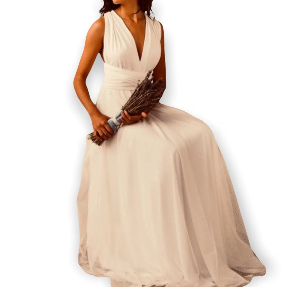 New Twobirds x BHLDN Ginger Convertible Sz B / Fits 14 - 24 Ivory Maxi Wedding